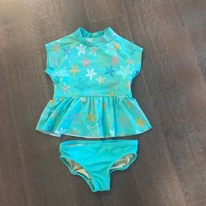 Little girls Lands End rash guard tankini suit